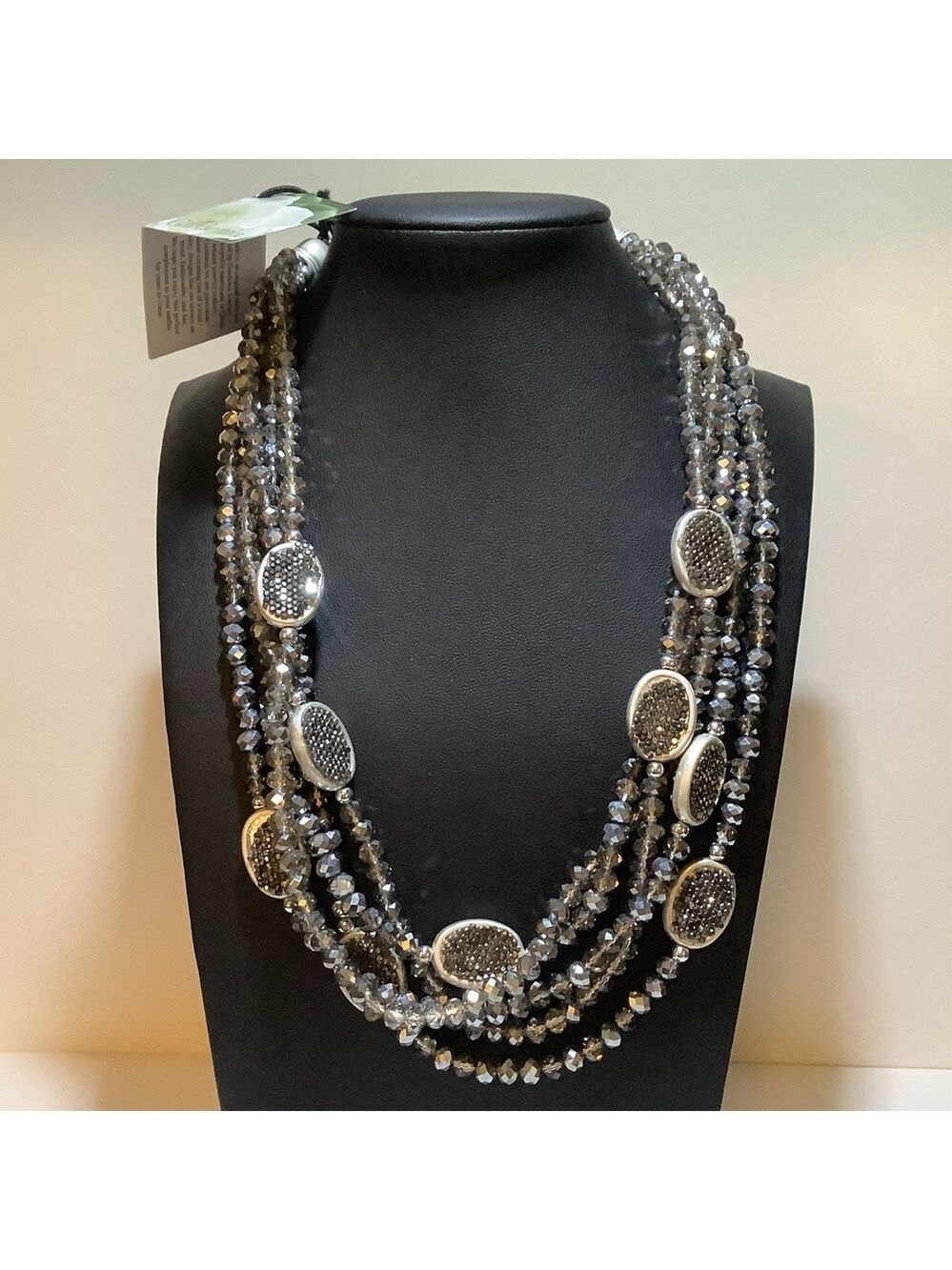 Gardenia Silvertone Handcrafted Layered Statement Necklace New